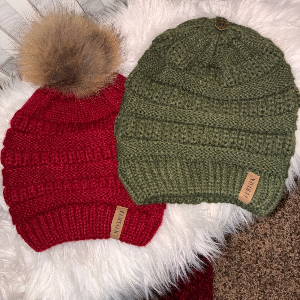 FURTALK Winter Knitted Beanie Hat with Pom Pom & Beanie hat Unisex.